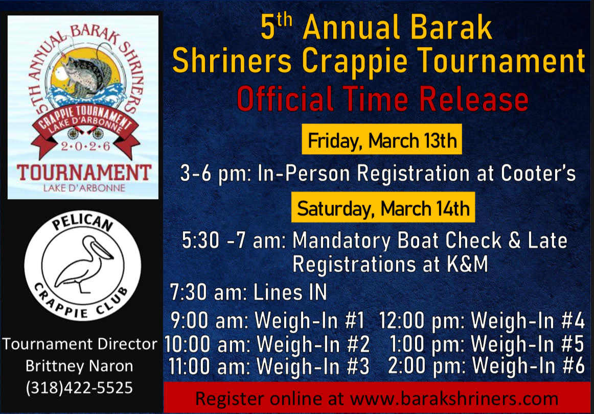Crappie tournament weigh-in rules and hours