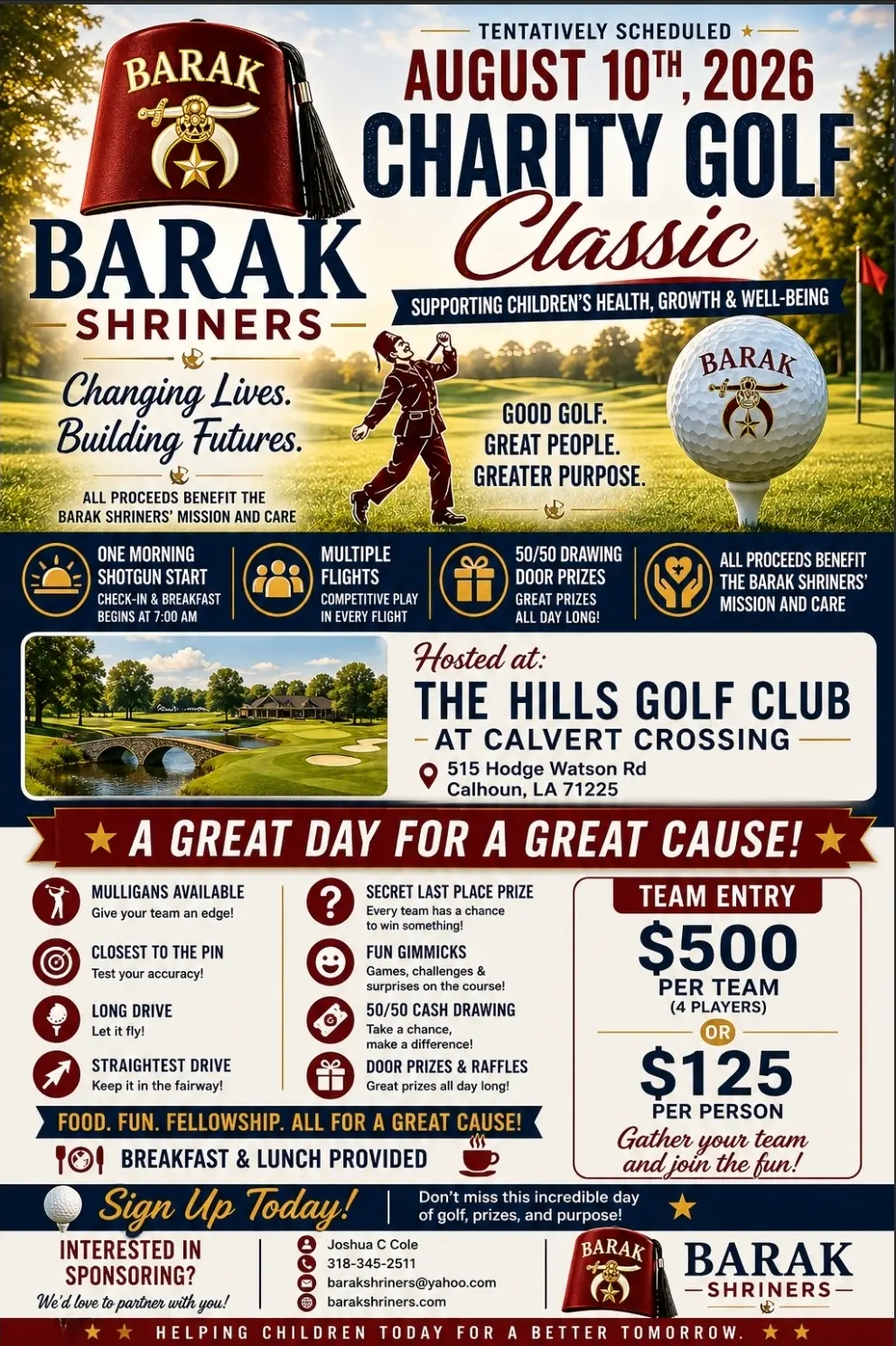 Barak Charity Golf Classic team flyer